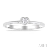 1/6 ctw Petite Bezel Set Heart Shape Diamond Fashion Ring in 10K White Gold