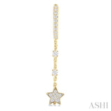 1/3 ctw Star Round Cut Diamond Chain Dangler Hoop Earring in 10K Yellow Gold