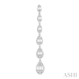 1 1/2 Ctw Pear Shape Fusion Baguette and Round Cut Diamond Fashion Long Earring in 14K White Gold