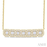 1/2 Ctw Interlocked Octagonal Shape Motif Fusion Baguette and Round Cut Diamond Necklace in 14K Yellow Gold