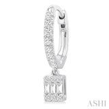 1/3 ctw Petite Rectangle Shape Fusion Diamond Fashion Huggies in 10K White Gold