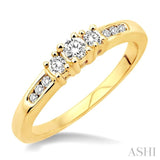 1/4 Ctw Nine Stone Round Cut Diamond Engagement Ring in 10K Yellow Gold