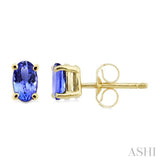 5x3 MM Oval Cut Tanzanite Stud Earrings in 14K Yellow Gold