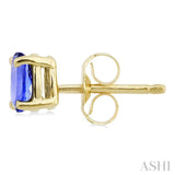 5x3 MM Oval Cut Tanzanite Stud Earrings in 14K Yellow Gold