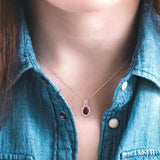 7x5 MM Oval Shape Rhodolite Garnet and 1/6 ctw Round Cut Diamond Pendant in 14K Rose Gold with Chain