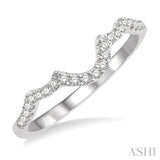 1/6 ctw Curved Round Cut Diamond Wedding Band in 14K White Gold