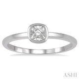 1/50 ctw Square Curve Edge Round Cut Diamond Promise Ring in 10K White Gold