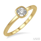 1/50 ctw Square Curve Edge Round Cut Diamond Promise Ring in 10K Yellow Gold