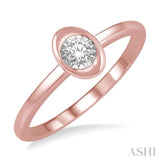 1/50 ctw Oval Shape Round Cut Diamond Promise Ring in 10K Rose Gold