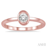 1/50 ctw Oval Shape Round Cut Diamond Promise Ring in 10K Rose Gold