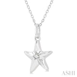 1/50 Ctw Starfish Petite Round Cut Diamond Fashion Pendant With Chain in 10K White Gold