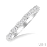 1/20 ctw Curved & Marquise Motif Round Cut Diamond Wedding Band in 14K White Gold