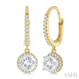 4 MM White Topaz and 1/5 ctw Round Cut Diamond Semi Precious Fashion Hoop Earrings in 14K Yellow and White Gold