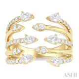 1.00 ctw Five-Way Split Pear and Round Cut Diamond Fashion Open Ring in 14K Yellow Gold