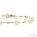 1 1/3 ctw Bezel Set Oval and Round Cut Diamond Bar Link Bracelet in 14K Yellow Gold