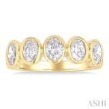 2.00 ctw 5-Stone Bezel Set Oval Cut Diamond Fashion Band in 14K Yellow Gold