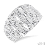 1/4 ctw Twisted Rows Round Cut Diamond Wide Fashion Band in 14K White Gold