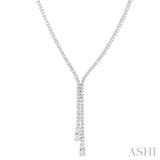 6 1/2 ctw Y-Split Round Cut Diamond Lariat Necklace in 14K White Gold