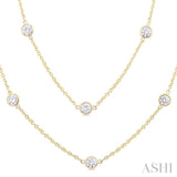 3.00 ctw Bezel Set Round Cut Diamond Station Long Necklace in 14K Yellow Gold