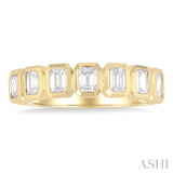 1.00 ctw 7-Stone Bezel Set Emerald Cut Diamond Fashion Band in 14K Yellow Gold