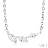 1/6 ctw Graduated Marquise Cut Diamond Fashion Necklace in 14K White Gold