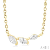 1/6 ctw Graduated Marquise Cut Diamond Fashion Necklace in 14K Yellow Gold