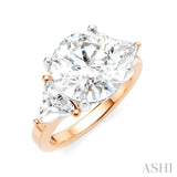 1 1/10 Ctw Circular Shape Trillion and Round Cut Diamond Semi-Mount Engagement Ring in 14K Rose and White Gold