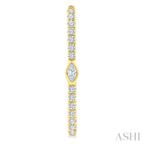 1/3 Ctw Marquise and Round Cut Diamond Rectangular Fashion Hoop Earrings in 14K Yellow Gold