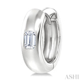 1/3 Ctw Bezel Set Emerald Cut Diamond Fashion Huggie Earrings in 14K White Gold