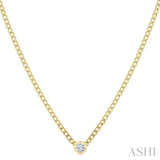 1/5 Ctw Bezel-Set Round Cut Diamond Curb Link Fashion Necklace in 14K Yellow Gold