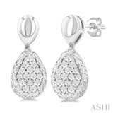 1/3 Ctw Pear Shape Mount Pave Set Round Cut Diamond Fashion Earrings in 10K White Gold