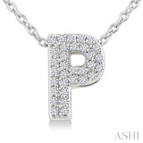 1/10 Ctw Bubble Accent Initial 'P' Round Cut Diamond Fashion Pendant With Chain in 10K White Gold