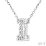 1/10 Ctw Initial 'I' Round Cut Diamond Fashion Pendant With Chain in 10K White Gold