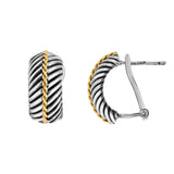 Silver & 18K Italian Cable Earring