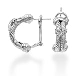 Sterling Silver .08Ct. Dia Italian Cable Earring