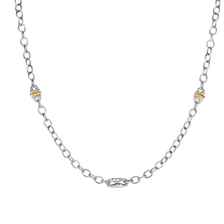 Silver & 18K Italian Cable Necklace