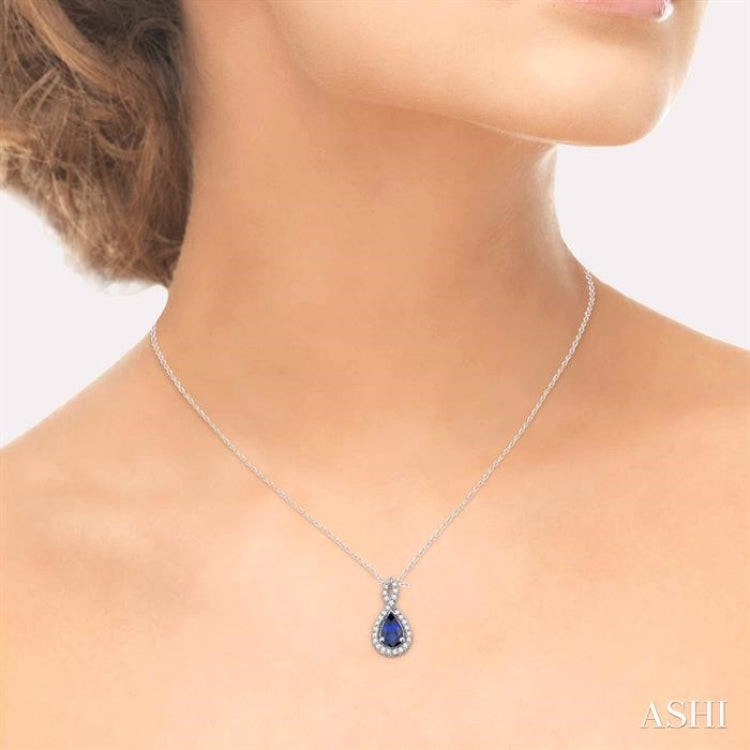 Pear Shape Gemstone & Diamond Pendant
