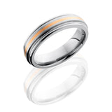 Lashbrook Titanium 6Mm Flat Band With Rounded Edges, Milgrain, And 1Mm 14Kr 6Ref11/14Kr2Umil