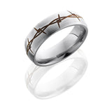 Lashbrook Titanium 7Mm Domed Band With Anodized Barbed Wire Pattern 7Dbarbrust