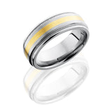 Lashbrook Titanium 8Mm Flat Band With Rounded Edges, Milgrain, And 2Mm 14Ky 8Ref12/14Ky2Umil