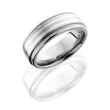 Lashbrook Titanium 8Mm Flat Band With Rounded Edges, Milgrain, And 2Mm Ss 8Ref21/Ss2Umil