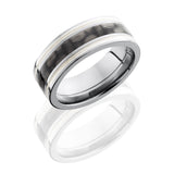 Lashbrook Titanium 8Mm Flat Band With 3Mm Of Carbon Fiber And Milgrained Ss Inlay C8F1321/Cfss2Umil