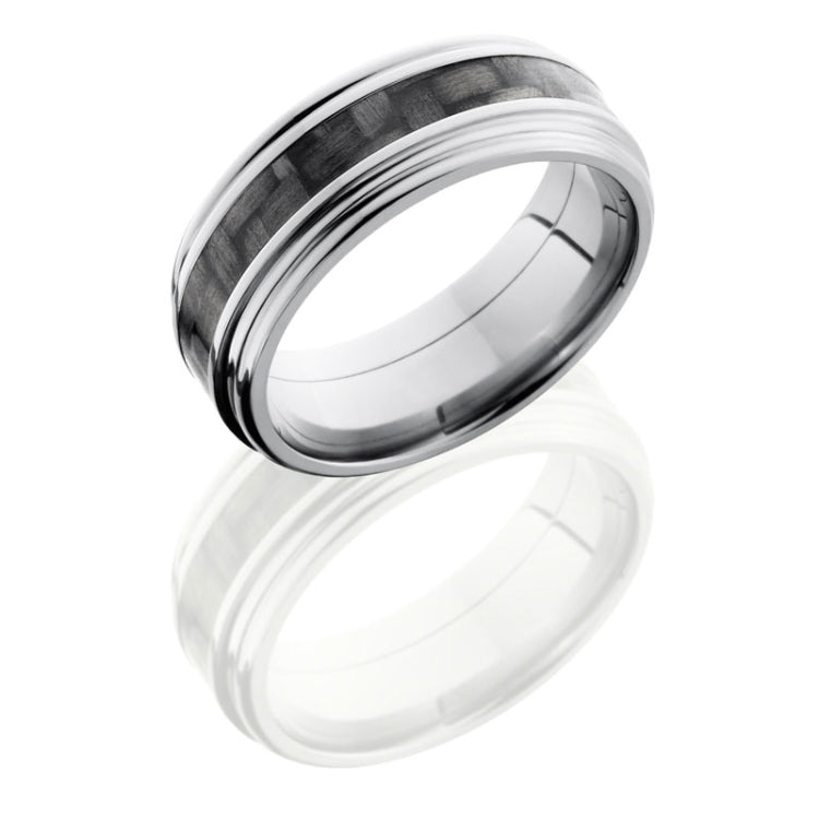 Lashbrook Titanium 8Mm Flat Band With 3Mm Of Carbon Fiber And Rounded Edges C8Ref13/Cf