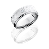 Lashbrook Cobalt Chrome 8Mm Flat Band With Grooved Edges, 6Mm Ss, And Flush Set .07Ct White Round Di