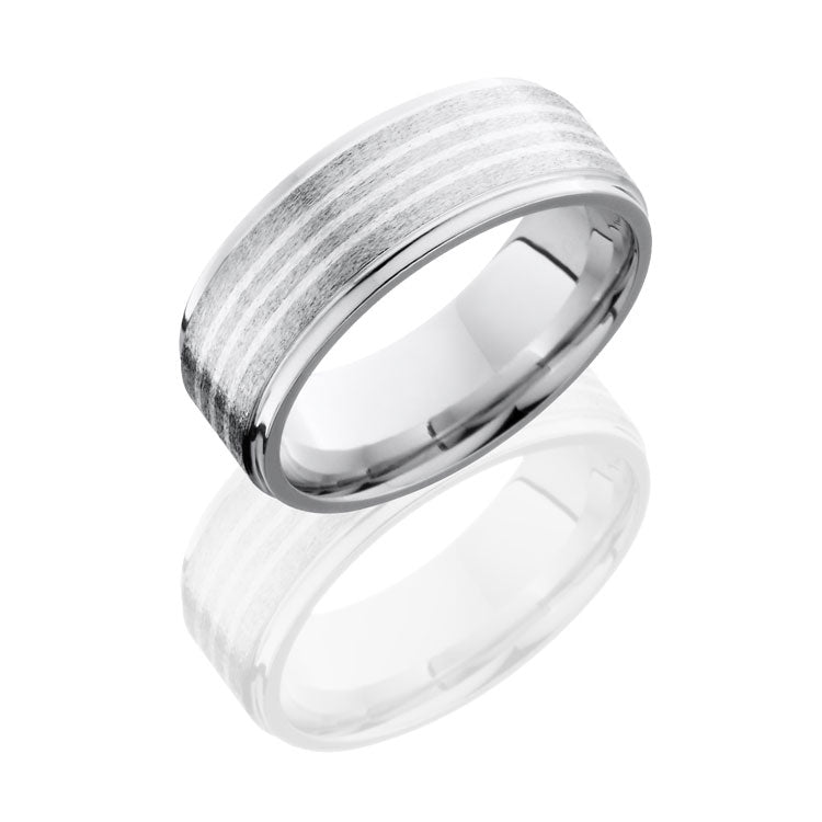 Lashbrook Cobalt Chrome 8Mm Flat Band With Grooved Edges And 1.5Mm Ss Cc8Fge3.5/Ss