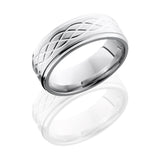 Lashbrook Cobalt Chrome 8Mm Flat Band With Grooved Edges And Celtic Pattern Cc8Fgeceltic6