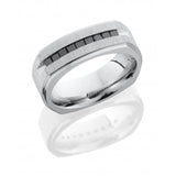 Lashbrook Cobalt Chrome 8Mm Square Band With Grooved Edges And 9 Channel Set Black Diamonds Cc8Fgesq