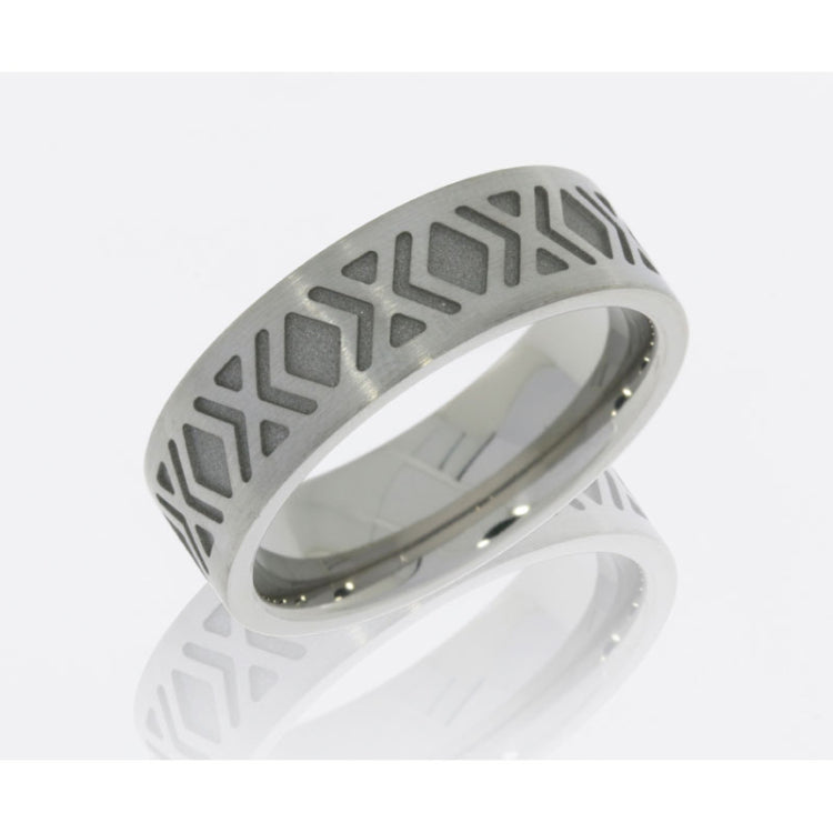 Lashbrook Cobalt Chrome 9Mm Flat Band With Cross Pattern Cc9Ftwoequis