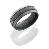Lashbrook Damascus Steel 8Mm Domed Band With Two .5Mm Grooves D8D2.5
