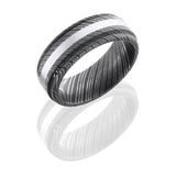 Lashbrook Damascus Steel 8Mm Domed Band With Rounded Edges And 2Mm 14Kw D8Red12/14Kw